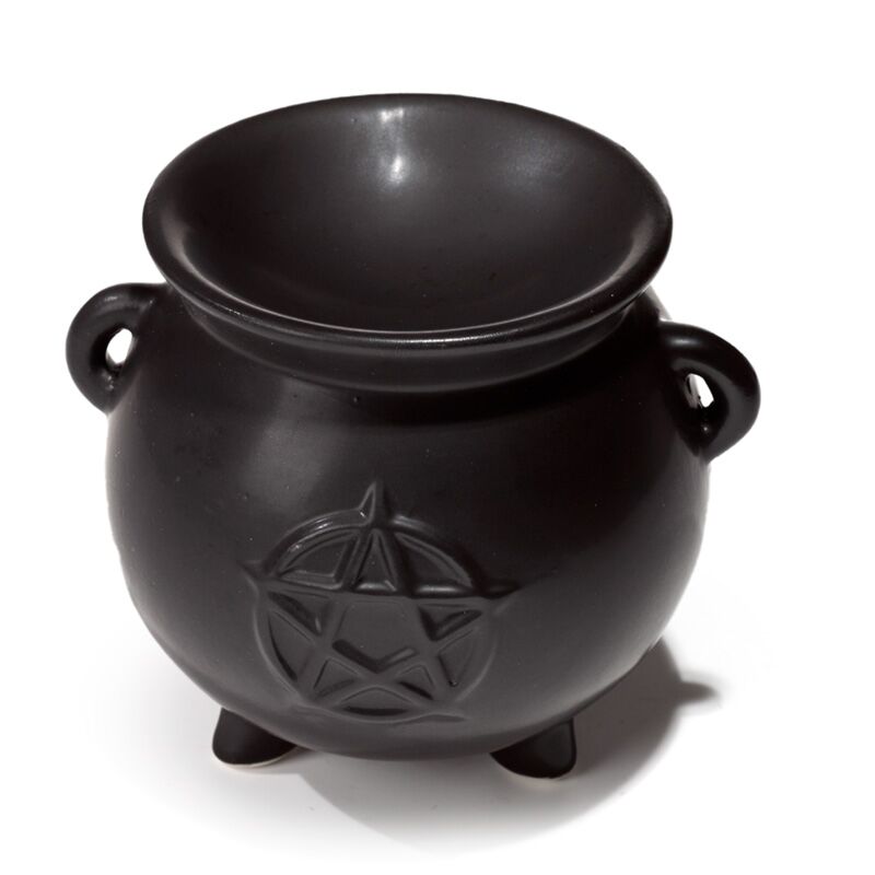 Afbeelding laden in galerijviewer, Heksenketel pentagram black keramiek geurbrander
