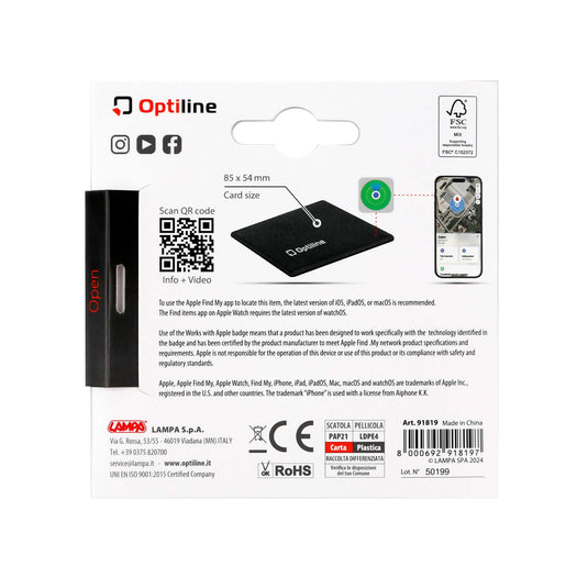 Optiline tracker flex, ultra-thin foldable adhesive locator