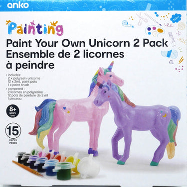 Playgo 2 eenhoorns van polyhars om in je eigen kleuren te schilderen
