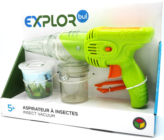 Vacuüm insecten zuiger met 2 insecten potjes en pincet.