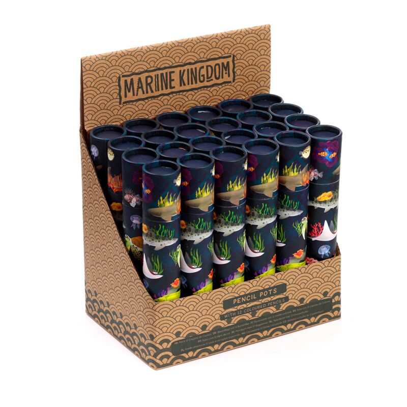 Afbeelding laden in galerijviewer, Marine kingdom large tekenkoker 12 kleurpotloden
