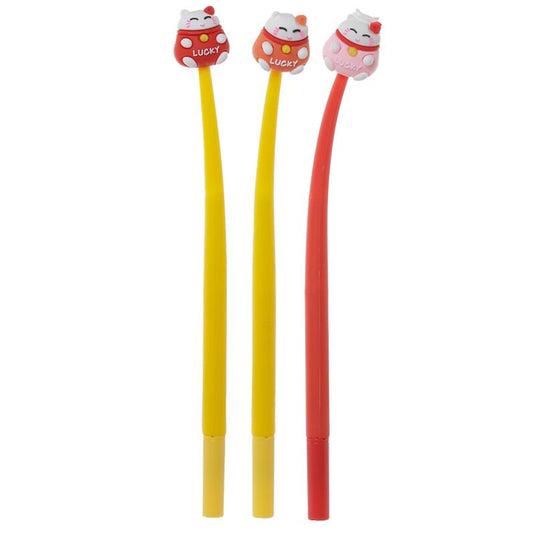 Maneki neko gelukskat fijnschrijver pen - zwart