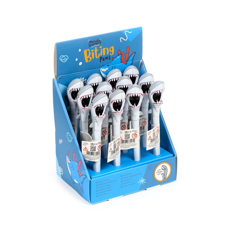 Afbeelding laden in galerijviewer, Bijtende haai plastic pen - blauw
