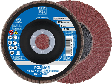 Pferd lamellenschijf 125mm a60 inox alu | 10 stuks