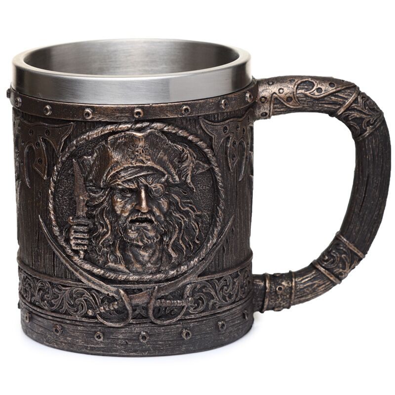 Afbeelding laden in galerijviewer, Decoratieve geborsteld goud hout-effect piraten bierpul
