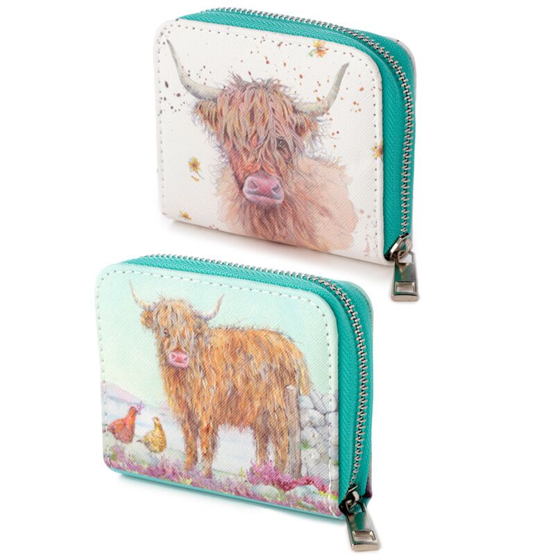 Afbeelding laden in galerijviewer, Jan pashley highland coo koe rondrits portemonnee - small
