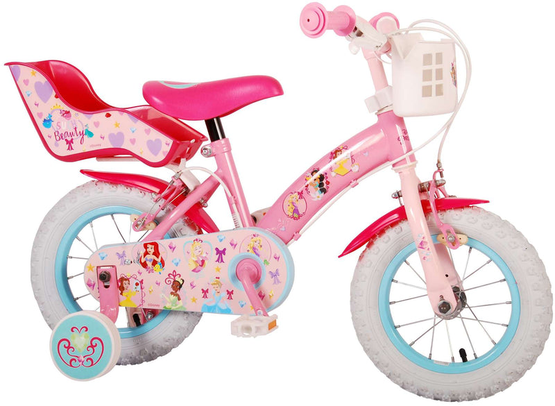Afbeelding laden in galerijviewer, Disney Princess Kinderfiets - Meisjes - 12 inch - Roze - Twee Handremmen

