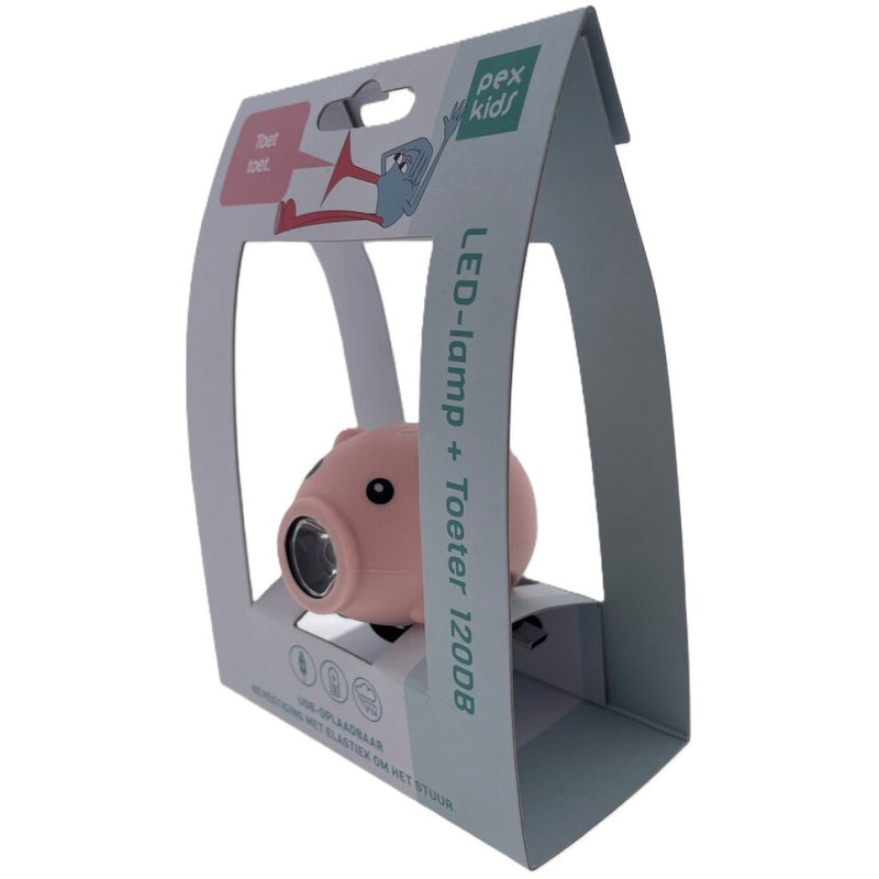 Afbeelding laden in galerijviewer, Pexkids fietstoeter varken met led lamp usb roze
