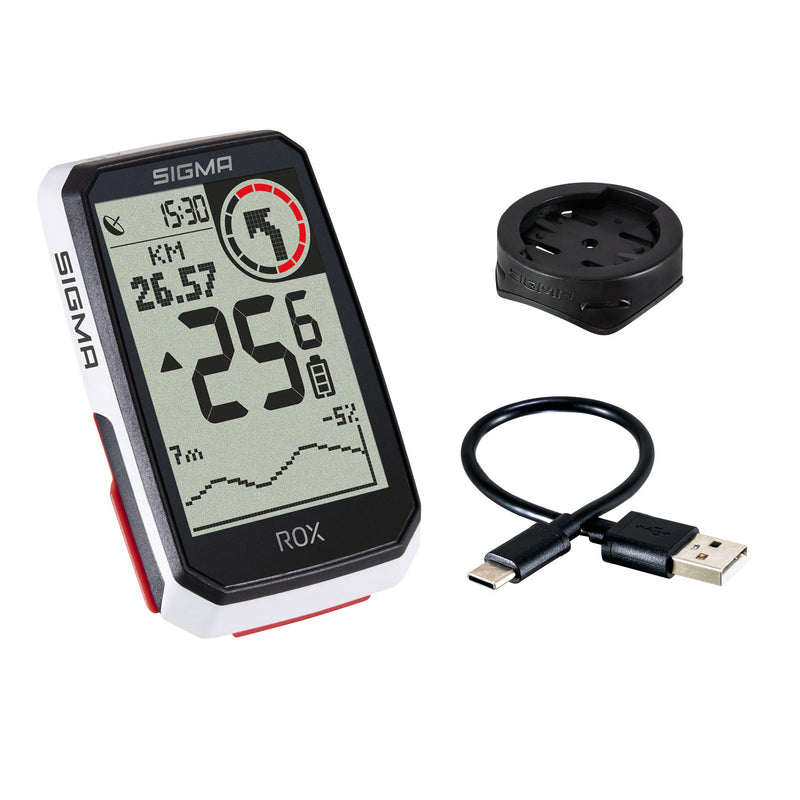 Afbeelding laden in galerijviewer, Sigma rox 4.0 gps zw wit standaard stuurhouder + usb-c oplaadkabel
