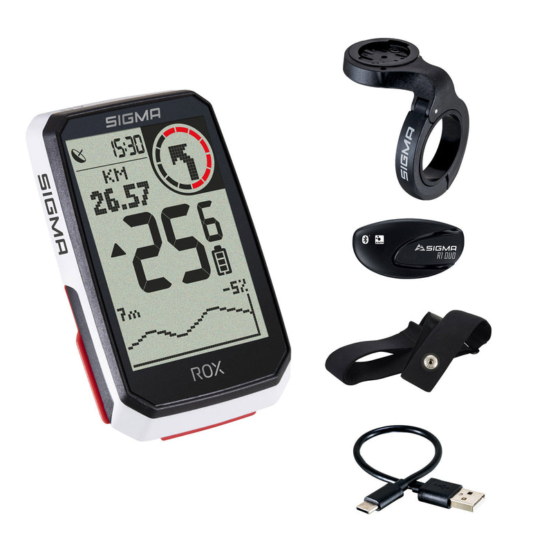 Afbeelding laden in galerijviewer, Sigma rox 4.0 gps zw wit hr stuurhouder + ant + ble borstriem

