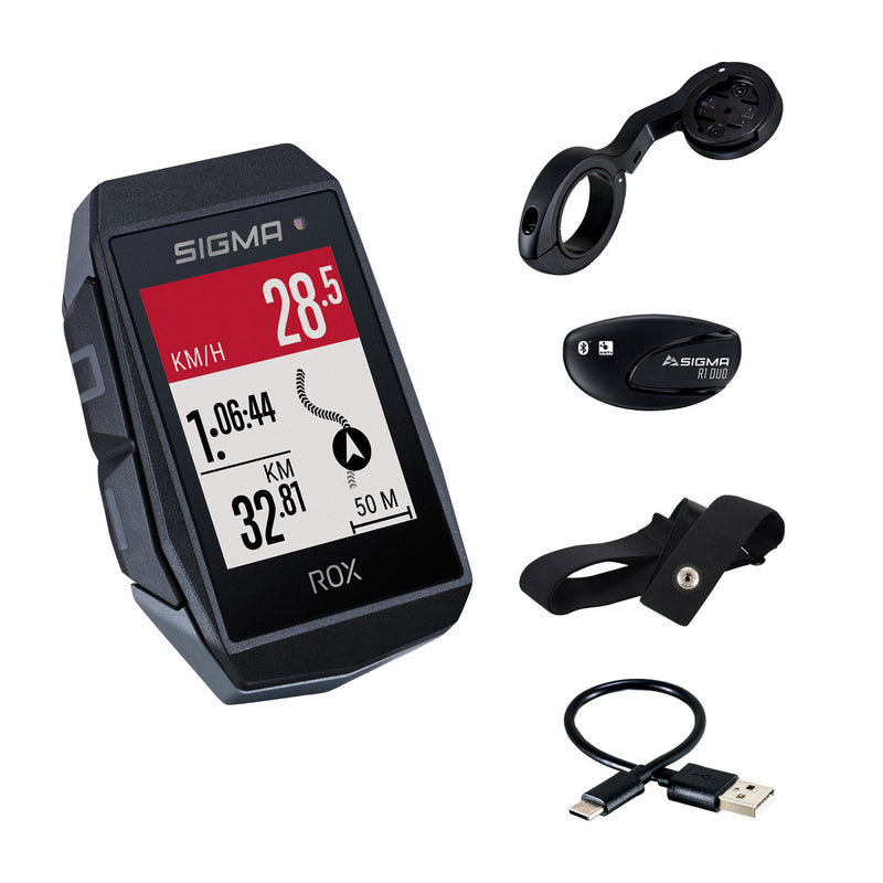 Afbeelding laden in galerijviewer, Sigma rox 11.1 evo gps hr set zw zw short butler+ant+ ble borstr+usb-c
