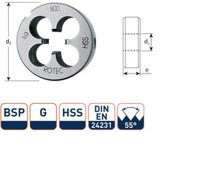 Rotec ronde snijplaat bsp g1 8 hss