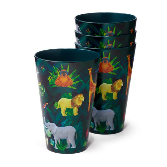 Dierenrijk set van 4 duurzame rpet picknick bekers 450ml
