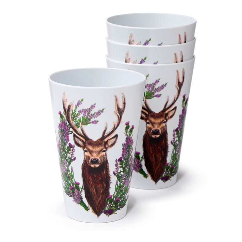 Afbeelding laden in galerijviewer, Wild hert set van 4 duurzame rpet picknick bekers 450ml
