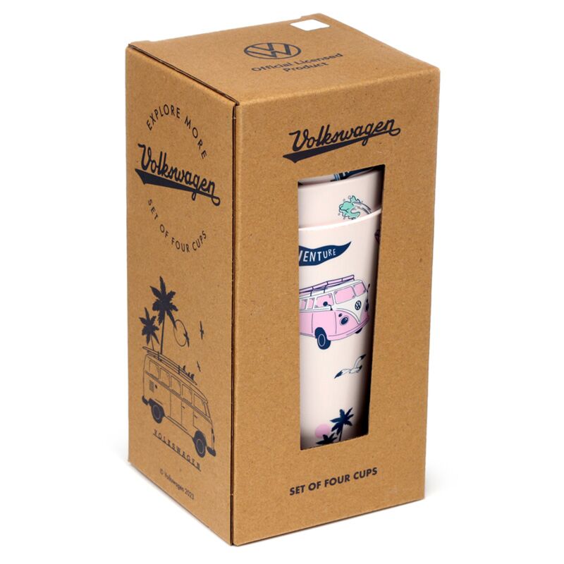 Afbeelding laden in galerijviewer, Vw t1 volkswagen busje explore set 4 rpet duurzame picknick bekers 450ml
