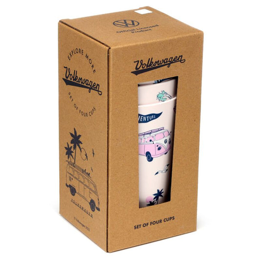 Vw t1 volkswagen busje explore set 4 rpet duurzame picknick bekers 450ml