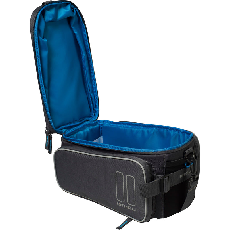 Afbeelding laden in galerijviewer, Basil Sport Design Trunkbag - Grijze fietsbagagedragertas, 7-15L, waterafstotend, voor reguliere fiets en e-bike

