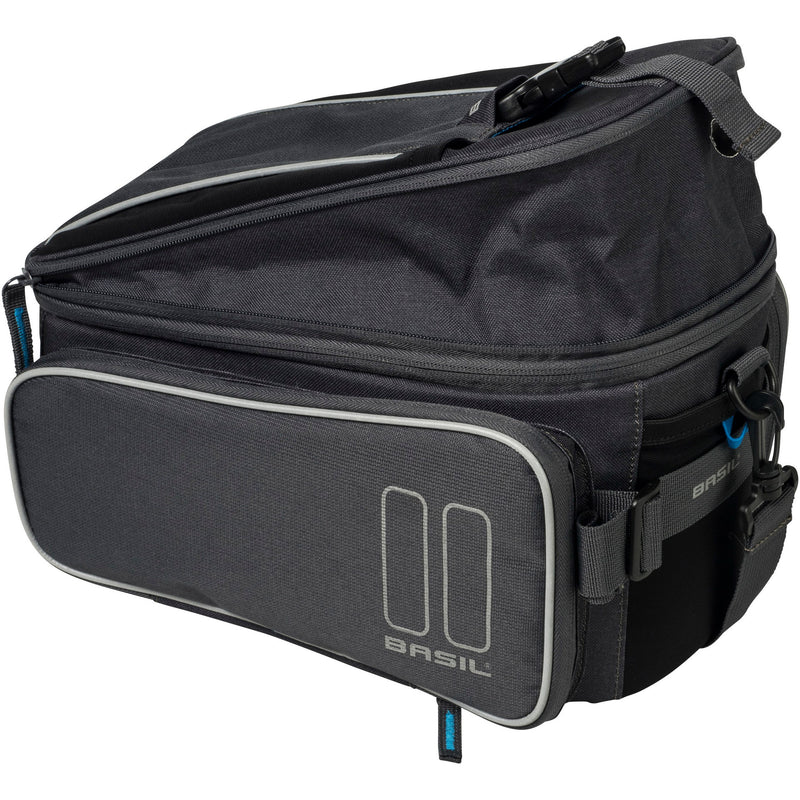 Afbeelding laden in galerijviewer, Basil Sport Design Trunkbag - Grijze fietsbagagedragertas, 7-15L, waterafstotend, voor reguliere fiets en e-bike
