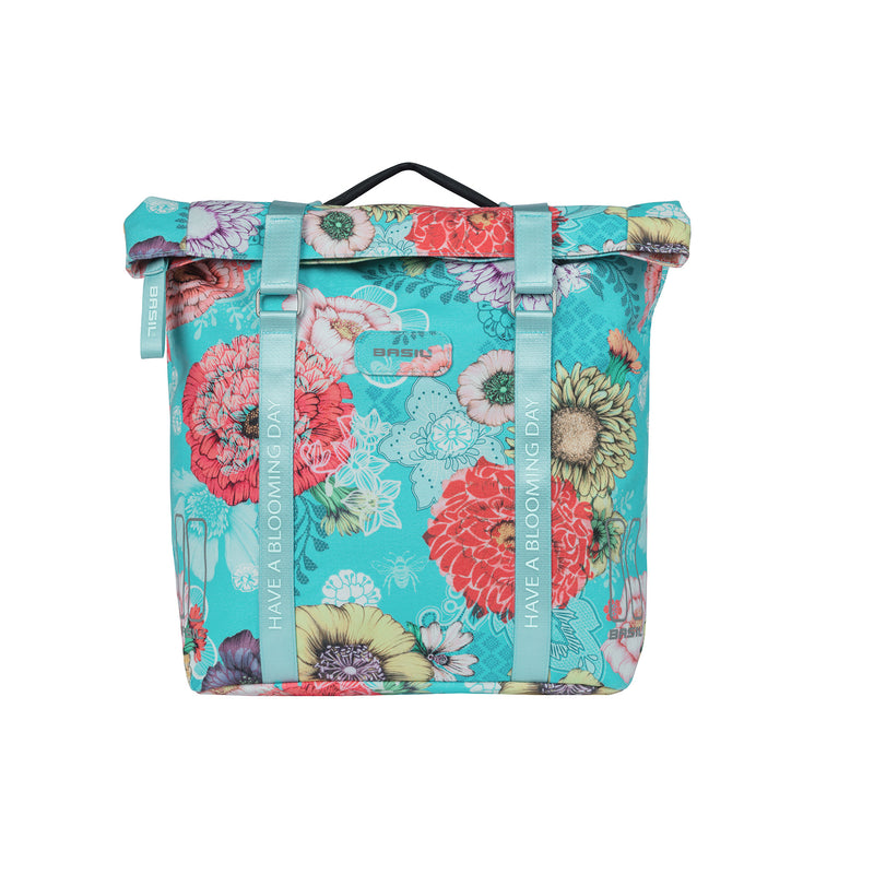 Afbeelding laden in galerijviewer, Basil Bloom Field dubbele fietstas, waterdicht, sky blue, 35L
