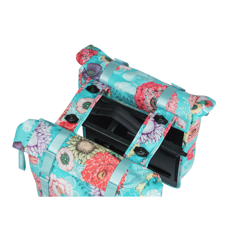 Afbeelding laden in galerijviewer, Basil Bloom Field dubbele fietstas, waterdicht, sky blue, 35L
