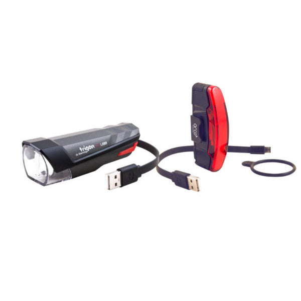 Afbeelding laden in galerijviewer, Spanninga Trigon 25 set II Voor+Achter USB + BH29 999192
