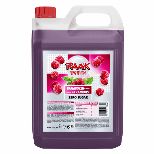 Raak vruchtensiroop zero sugar framboos (5 liter)