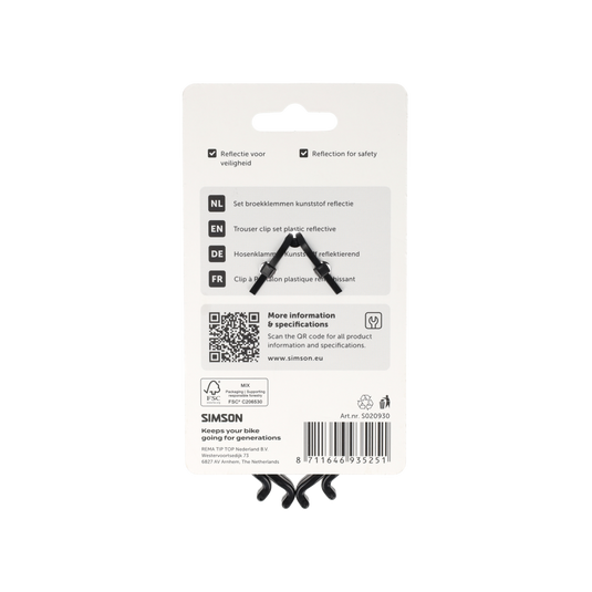 Rema tip top nederland b.v. simson s020930 broekklemmen kunststof met reflectie