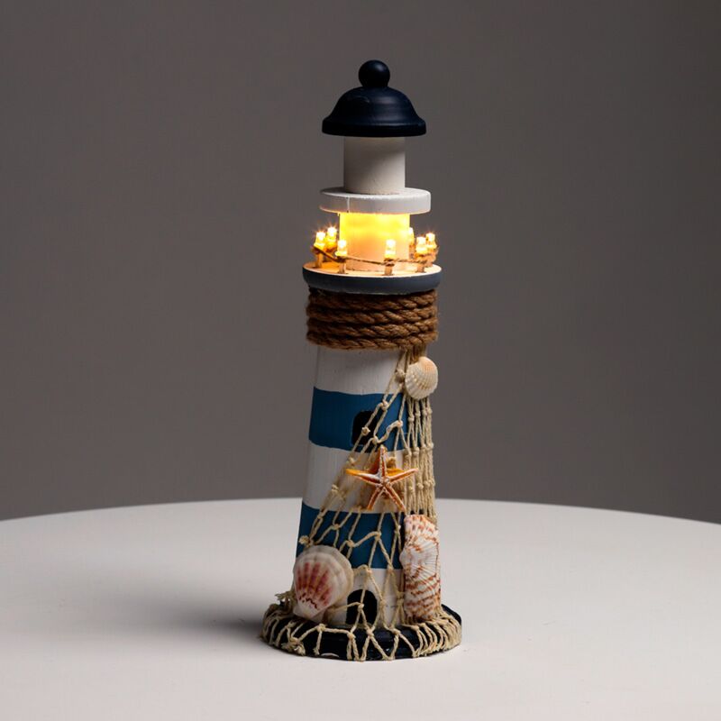 Afbeelding laden in galerijviewer, Strandsouvenir - vuurtoren schelpen led-licht
