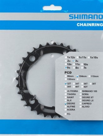 Afbeelding laden in galerijviewer, Shimano kettingblad Deore 9V 4-arm Y1LD98080 zwart 32T
