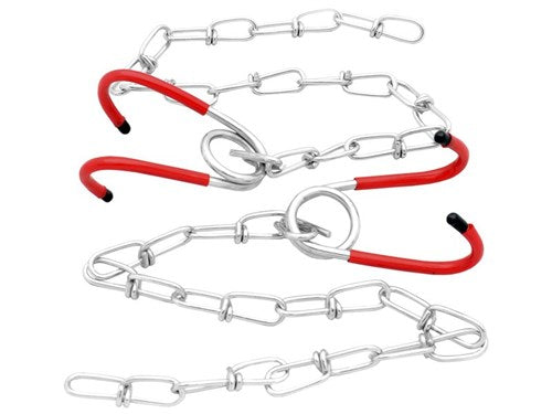 Afbeelding laden in galerijviewer, ophangkettingen met haken rood zilver 2 stuks
