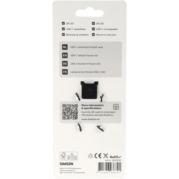 Afbeelding laden in galerijviewer, Simson usb-c led lamp pocket rood
