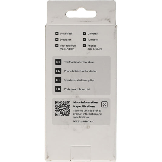 Simson fiets telefoonhouder, geschikt voor schermen tot 17 cm hoog en 8 cm breed (hangverpakking) 17 x 19 mm