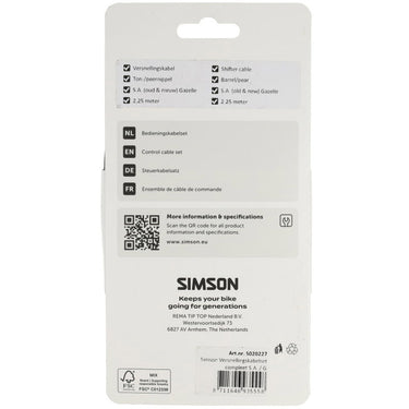 Simson versnellingskabelset compleet s.a. gazelle zwart