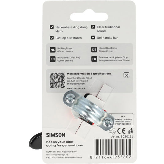 Simson bel dingdong medium chroom 60mm