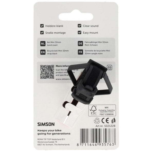 Afbeelding laden in galerijviewer, Simson bel mini 32mm flex-band bevestiging zwart
