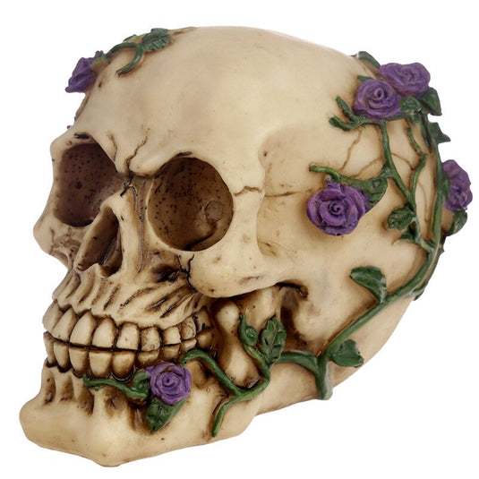 Schedel beenderen met paarse rozen woonaccessoire