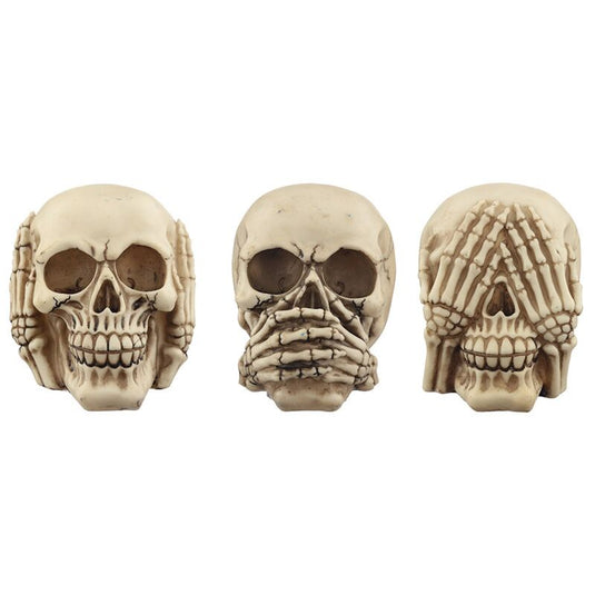 Set van 3 schedels horen zien zwijgen woonaccessoire