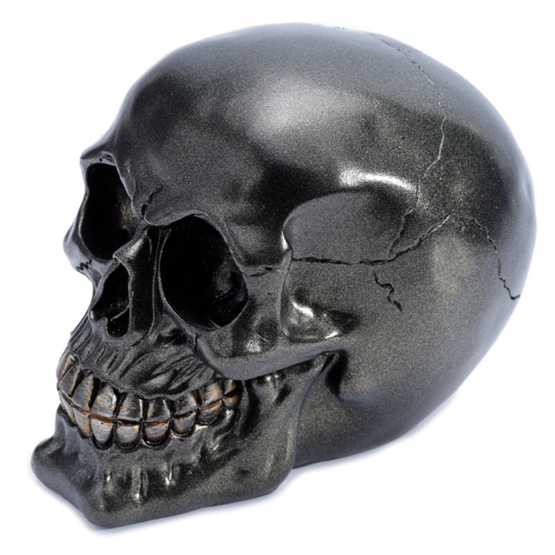 Afbeelding laden in galerijviewer, Metallic zwarte schedel woonaccessoire
