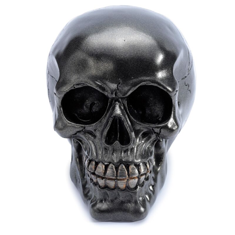 Afbeelding laden in galerijviewer, Metallic zwarte schedel woonaccessoire
