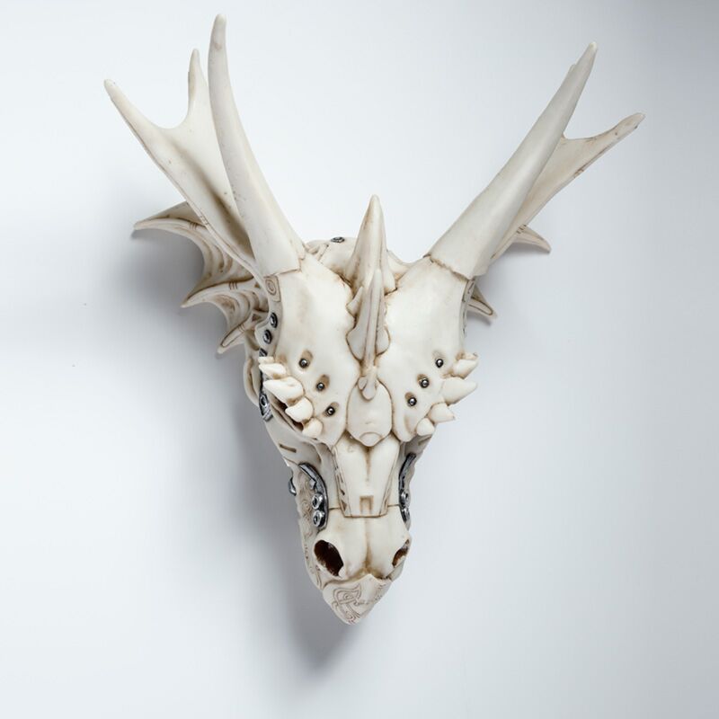 Afbeelding laden in galerijviewer, Drakenschedel decoratie metallic woonaccessoire
