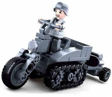 Afbeelding laden in galerijviewer, Sluban army wwii motor met tracks (m38-b0680b)
