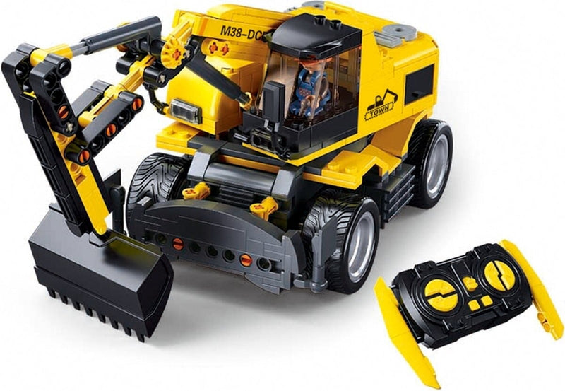 Afbeelding laden in galerijviewer, Sluban powerbricks e7 graafmachine op wielen rc graafvoertuig bouwspeelgoed – constructiespeelgoed – bouwdoos met 353 bouwstenen – m38-b1155 vanaf 8 jaar
