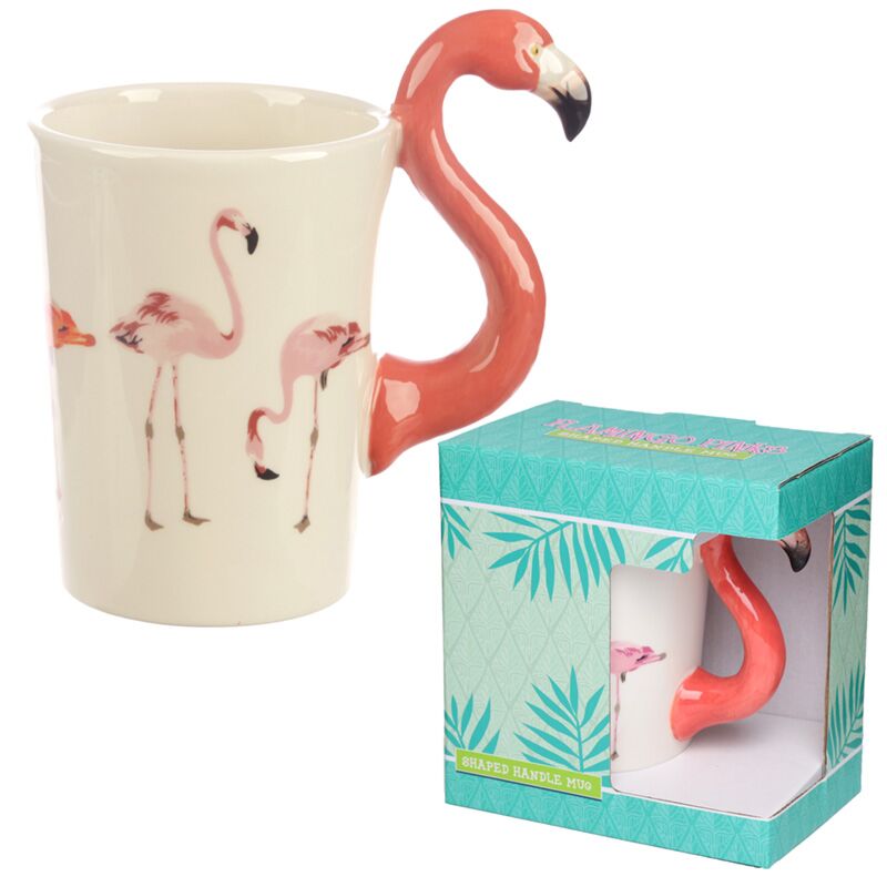Afbeelding laden in galerijviewer, Flamingo roze - gevormd handvat keramiek mok
