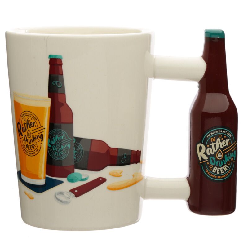 Afbeelding laden in galerijviewer, Rather be drinking beer - gevormd handvat keramiek mok
