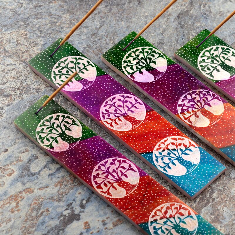 Afbeelding laden in galerijviewer, Tree of life zeepsteen wierookhouder
