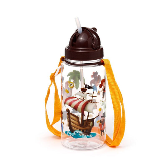 Ecozen kinder waterfles 450ml flip straw jolly rogers piraat