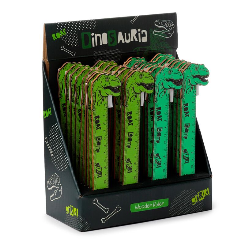 Afbeelding laden in galerijviewer, Dinosauria shaped top wooden ruler (15cm)
