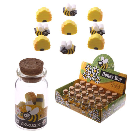 Honingbij gummen in mini pot met kurk deksel