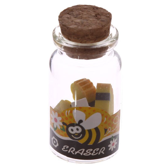 Honingbij gummen in mini pot met kurk deksel