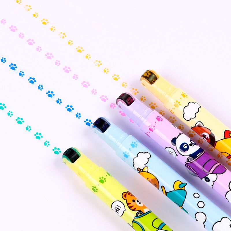 Afbeelding laden in galerijviewer, Adoramals wild 2-in-1 highlighter stempelwiel pen
